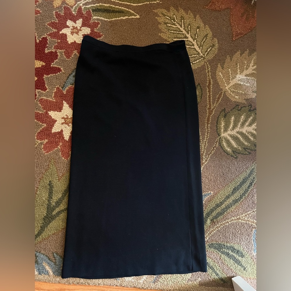 Vintage Eileen Fisher Silk Cotton Black Knit Pencil Skirt Size 1X